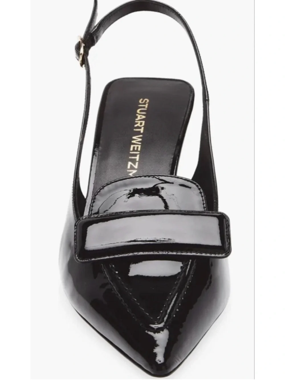Stuart Weitzman Black Patent Leather Slingback Sovinnie Kitten Heels 8.5